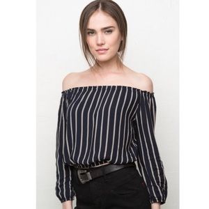 Brandy Melville Off Shoulder Cropped Striped Top